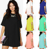 2016 Women's Fashion Summer Sexy Off Shoulder Chiffon Short Sleeve T-Shirt Tops Mini Dress