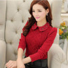 2016 women winter shirt lace blouse long sleeve warm blusa de renda cashmere body blouse ladies tops woman clothes female blouse