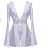 2016 Women Summer Fashion Sexy Celeb Lace Playsuit Party Long Sleeve Hollow Out White Playsuit