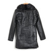 2016 Winter Women Black Trench Leather Clothing Female Thick Large Fur Collar Coat Plaid Long Leather Coat Women Parkas Jackets