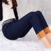 2016 Winter Style Jeans Women Gold Fleeces Inside Warm Jeans Striped High Waist Denim Pencil Pants Thicken Trousers P8038