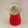 2016 Winter Knitted Real Fur Hat Women thicken Beanies skullies  with 15cm Raccoon Fur Pom poms Caps snapback beanie Hats