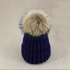 2016 Winter Knitted Real Fur Hat Women thicken Beanies skullies  with 15cm Raccoon Fur Pom poms Caps snapback beanie Hats