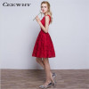 CEEWHY Double-Shoulder O-Neck Special Occasion Sexy Lace Dress Burgundy Short Cocktail Dress Party Dress Vestido de Festa Curto