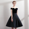 CEEWHY Boat Neck Satin Little Black Dress Elegant Short Cocktail Dresses Knee Length Prom Dresses Robe Cocktail mi Longue CEEWHY Boat Neck Satin Little Black Dress Elegant Short Cocktail Dresses Knee Length Prom Dresses Robe Cocktail mi Longue