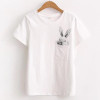 CDJLFH Tshirt 2018 Pockets Rabbit Cotton T-shirt Summer Off White Lady T Shirt Top Cute T-shirts For Women CDJLFH Tshirt 2018 Pockets Rabbit Cotton T-shirt Summer Off White Lady T Shirt Top Cute T-shirts For Women