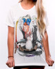 CDJLFH Summer Casual Women Harajuku Cartoon Print Shirts Round Neck Short Sleeve Women White Blouses Feminina Camisa