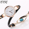 CCQ Luxury Brand Eye Gemstone Women Watches Gold Leather Bracelet Wristwatch Casual Quartz Watch Relogio Feminino Clock C53