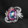 Luxury Cocktail Ring 9.5ct Genuine Gem Stone Rainbow Fire Mystic Topaz Ring Concave Pure Solid 925 Sterling Silver Jewelry Women