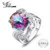 Luxury Cocktail Ring 9.5ct Genuine Gem Stone Rainbow Fire Mystic Topaz Ring Concave Pure Solid 925 Sterling Silver Jewelry Women