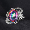Luxury Cocktail Ring 9.5ct Genuine Gem Stone Rainbow Fire Mystic Topaz Ring Concave Pure Solid 925 Sterling Silver Jewelry Women