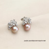 Natural Pearl flower earrings,Pearl with 925 Sterling Silver earring,Birthday gift Jewelry Accessories earrings for women White
