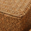 Natural handmade rattan storage box with lid for clothes and toys weave sundries organizer made of seaweed vintage straw basket