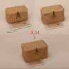Natural handmade rattan storage box with lid for clothes and toys weave sundries organizer made of seaweed vintage straw basket