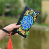National Ethnic Style Women Wallets Small Embroidered Bag Traditional Handmade Double Flower Embroidered Long Wallet Coin Purse