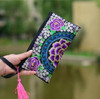 National Ethnic Style Women Wallets Small Embroidered Bag Traditional Handmade Double Flower Embroidered Long Wallet Coin Purse