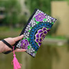 National Ethnic Style Women Wallets Small Embroidered Bag Traditional Handmade Double Flower Embroidered Long Wallet Coin Purse