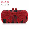 Natassie Brand Women Luxury Crystal evening Bag Bow Knot Style Wedding Clutches With Metal Shoulder Chain