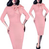 Vfemage Womens Elegant 1950s Vintage Pinup Retro Rockabilly 3/4 Sleeve Bow Party Work Sheath Bodycon Wiggle Pencil Dress 142