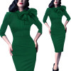 Vfemage Womens Elegant 1950s Vintage Pinup Retro Rockabilly 3/4 Sleeve Bow Party Work Sheath Bodycon Wiggle Pencil Dress 142