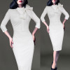 Vfemage Womens Elegant 1950s Vintage Pinup Retro Rockabilly 3/4 Sleeve Bow Party Work Sheath Bodycon Wiggle Pencil Dress 142