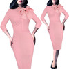 Vfemage Womens Elegant 1950s Vintage Pinup Retro Rockabilly 3/4 Sleeve Bow Party Work Sheath Bodycon Wiggle Pencil Dress 142