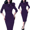 Vfemage Womens Elegant 1950s Vintage Pinup Retro Rockabilly 3/4 Sleeve Bow Party Work Sheath Bodycon Wiggle Pencil Dress 142