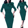 Vfemage Womens Elegant 1950s Vintage Pinup Retro Rockabilly 3/4 Sleeve Bow Party Work Sheath Bodycon Wiggle Pencil Dress 142