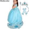 Princess Anna Elsa Dress Cosplay Costume Custom Kids Princess Dress Sequined Cotton Costume Baby Girls Dress Vestidos Children