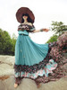 Popular Floral-Print Slim Fit Chiffon Stripes Off-Shoulder Bohemia Beach Dress