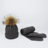 Pompom Hats for Women Raccoon Fur Pompom Hat Scarf Set Girls Boys PomPoms Knitted Beanies Hat Cap Brand Scarves for Women man