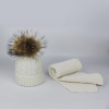 Pompom Hats for Women Raccoon Fur Pompom Hat Scarf Set Girls Boys PomPoms Knitted Beanies Hat Cap Brand Scarves for Women man