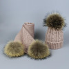 Pompom Hats for Women Raccoon Fur Pompom Hat Scarf Set Girls Boys PomPoms Knitted Beanies Hat Cap Brand Scarves for Women man