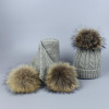 Pompom Hats for Women Raccoon Fur Pompom Hat Scarf Set Girls Boys PomPoms Knitted Beanies Hat Cap Brand Scarves for Women man