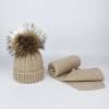 Pompom Hats for Women Raccoon Fur Pompom Hat Scarf Set Girls Boys PomPoms Knitted Beanies Hat Cap Brand Scarves for Women man