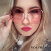 POLYREAL  Sunglasses Women Vintage Oversized Rimless Large Female Transparent Gradient Clear Lens Sun Glasses Frame Eyewear
