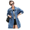 OLGITUM 2017 Denim Jacket Female Women Coats Slim Curling Sleeve Casual Jeans Single Breasted Pockets Jacket coat