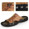 OLEBURGH Brand Luxury Genuine Leather Slippers Summer Fashion Sandals Mens Flip Flops Beach Shoes Men Flat Shoes Male Size 38-44