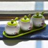kitchen spice jar seasoning box seasoning bottle seasoning box sauce pot with pallet ceramic set