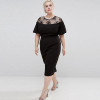 Kissmilk Women Plus Size Ruffles Shoulder Midi Party Dress OL Sexy Lace Dress Patchwork Bodycon Big Size Pencil Dress 5XL 6XL