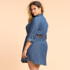 Kissmilk Plus Size New Fashion Women Clothing Casual Loose Dress Distressed Long Sleeve Big Size Demin Dress 3XL 4XL 5XL 6XL