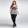 Kissmilk 2018 Big Size Women Casual Solid Gray Red Lips Sequin T-shirt Big large Size O-Neck Slim Plus Size T-shirt 4XL 5XL 6XL