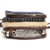 Leather bracelet men retro punk multilayer beads jewelry