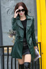 2 Uses For Short And Long Green Leather Coats Women Faux Leather Jacket Turn-Down Collar Jaqueta Couro Jaqueta De Couro Feminina