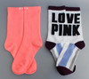 2 pairs Preppy Women Socks contrast colors Girls pink One Size Crew Sock