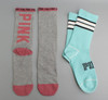 2 pairs Preppy Women Socks contrast colors Girls pink One Size Crew Sock