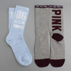 2 pairs Preppy Women Socks contrast colors Girls pink One Size Crew Sock
