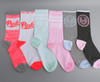 2 pairs Preppy Women Socks contrast colors Girls pink One Size Crew Sock
