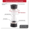 2 in 1 Ceramic Dual Salt and Pepper Mill Well-Designed Salt Grinder and Pepper Mill black
