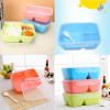 1x Convenient Lunch 3 Compartments With Bento Box Food Container Student New Tableware Dinnerware